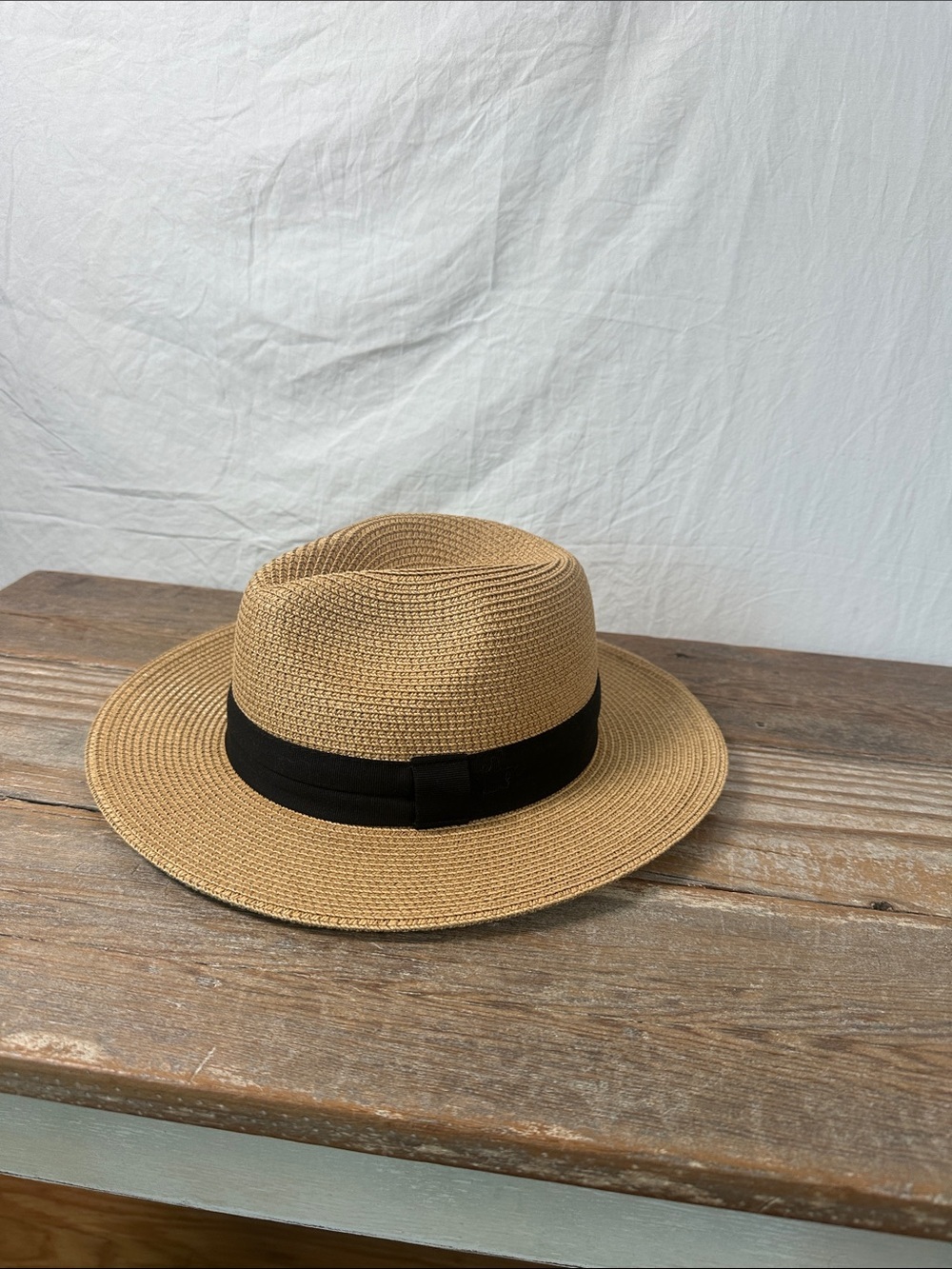 Men's Tan Straw Panama Hat with Black Band